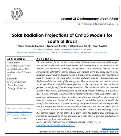 Solar Radiation Projections Of Cmip5 Models For South Of Brazil 3rd Edition Elison Eduardo Bierhals