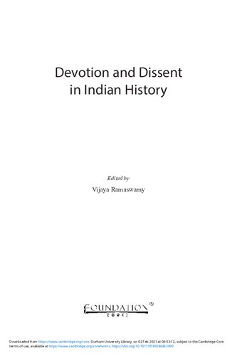 Devotion And Dissent In Indian History Vijaya Ramaswamy