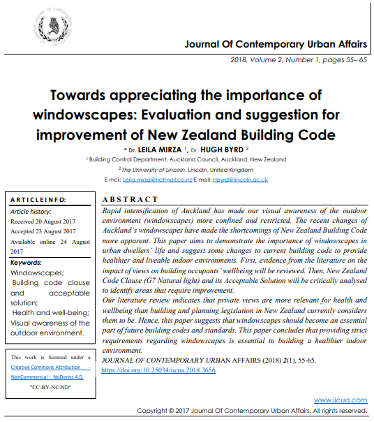 Towards Appreciating The Importance Of Windowscapes Evaluation And Suggestion For Improvement Of New Zealand Building Code 1st Edition Dr Leila Mirza