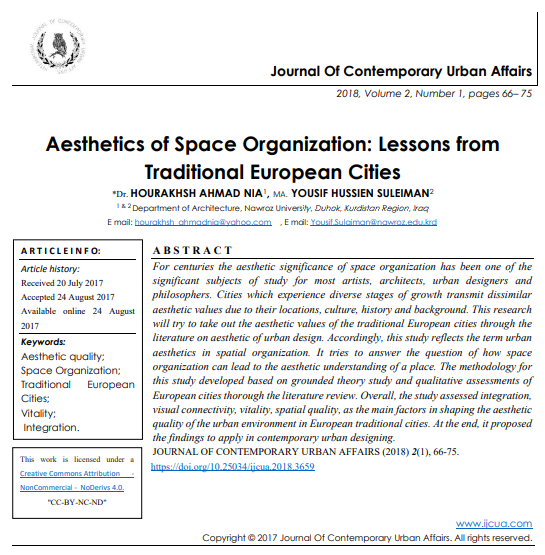 Aesthetics Of Space Organization Lessons From Traditional European Cities 1st Edition Dr Hourakhsh Ahmad Nia