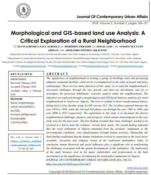 Morphological And Gisbased Land Use Analysis A Critical Exploration Of A Rural Neighborhood 2nd Edition Dr Oluwagbemiga Paul Agboola