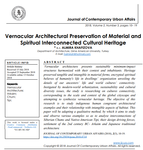 Vernacular Architectural Preservation Of Material And Spiritual Interconnected Cultural Heritage 3rd Edition Ba Almira Khafizova Department Of Architecture
