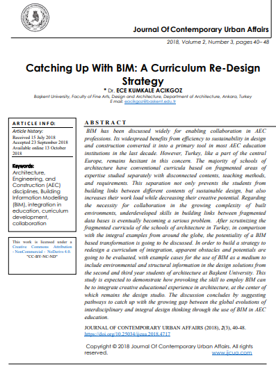 Catching Up With Bim A Curriculum Redesign Strategy 3rd Edition Dr Ece Kumkale Acikgoz