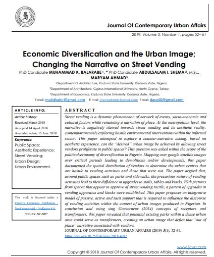 Economic Diversification And The Urban Image Changing The Narrative On Street Vending 1st Edition Phd Candidate Muhammad K Balarabe