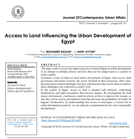 Access To Land Influencing The Urban Development Of Egypt 1st Edition Dr Mohamed Raslan