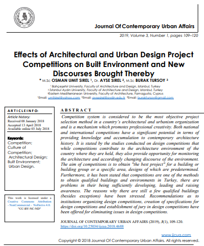 Effects Of Architectural And Urban Design Project Competitions On Built Environment And New Discourses Brought Thereby 1st Edition Msc Osman Umit Sirel