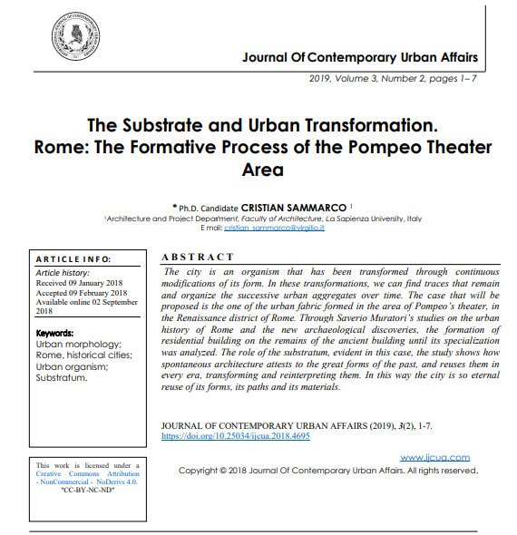 The Substrate And Urban Transformation Rome The Formative Process Of The Pompeo Theater Area 2nd Edition Phd Candidate Cristian Sammarco