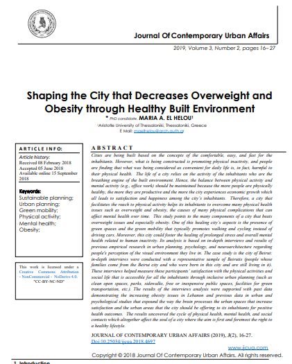Shaping The City That Decreases Overweight And Obesity Through Healthy Built Environment 2nd Edition Phd Candidate Maria A El Helou
