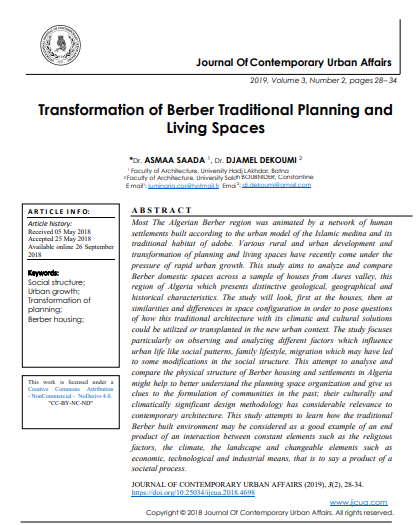 Transformation Of Berber Traditional Planning And Living Spaces 2nd Edition Dr Asmaa Saada