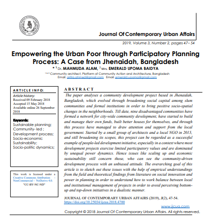 Empowering The Urban Poor Through Participatory Planning Process A Case From Jhenaidah Bangladesh 2nd Edition Dr Mahmuda Alam