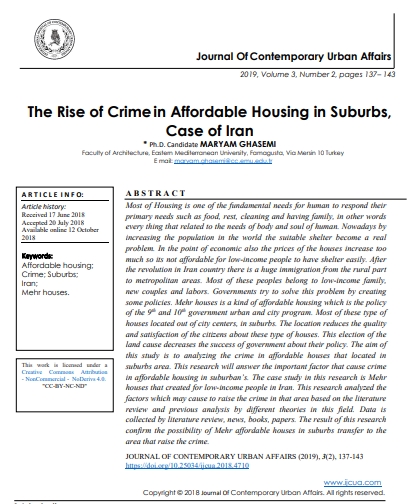 The Rise Of Crimein Affordable Housing In Suburbs Case Of Iran 2nd Edition Phd Candidate Maryam Ghasemi
