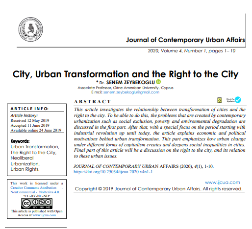 City Urban Transformation And The Right To The City 1st Edition Dr Senem Zeybekoglu