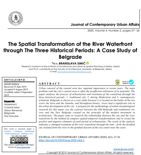 The Spatial Transformation Of The River Waterfront Through The Three Historical Periods A Case Study Of Belgrade 2nd Edition Ma Branislava Simi