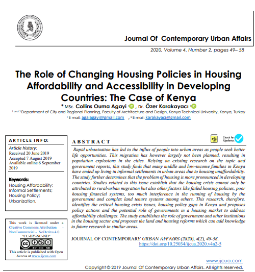 The Role Of Changing Housing Policies In Housing Affordability And Accessibility In Developing Countries The Case Of Kenya 2nd Edition Msc Collins Ouma Agayi
