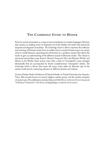 The Cambridge Guide To Homer Corinne Ondine Pache
