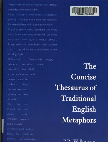 The Concise Thesaurus Of Traditional English Metaphors Peter Richard Wilkinson