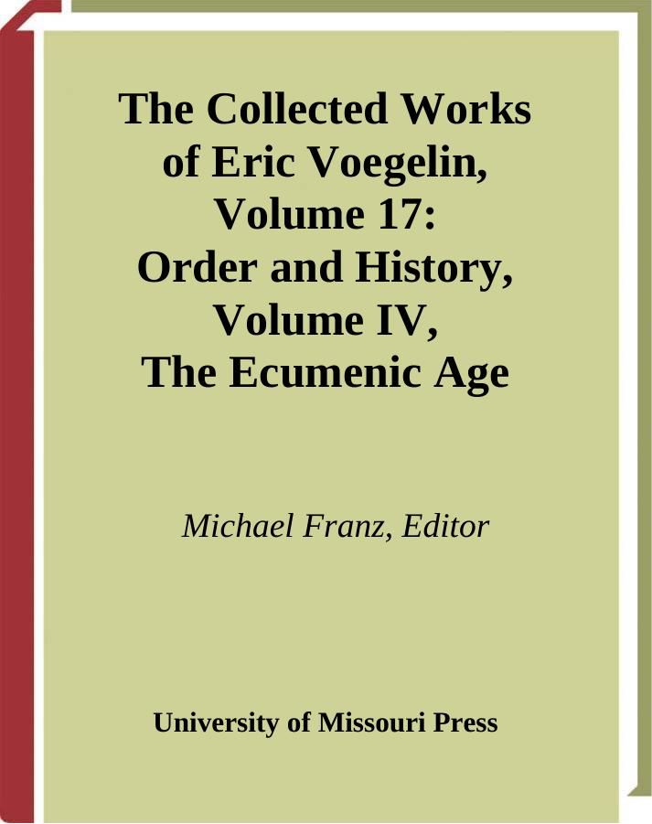 17 Order And History V4 Eric Voegelin