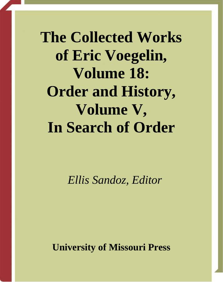 18 Order And History V5 Eric Voegelin