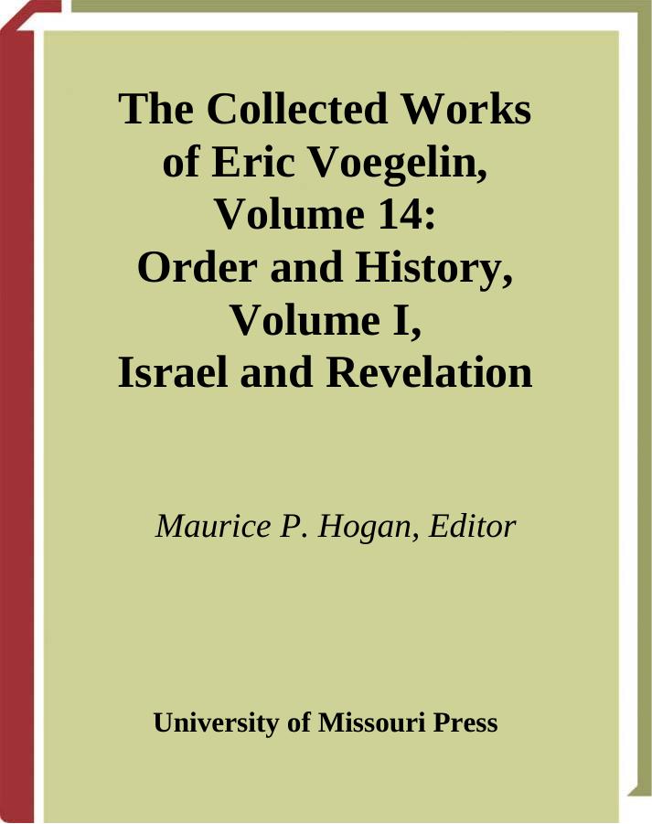 14 Order And History V1 Eric Voegelin