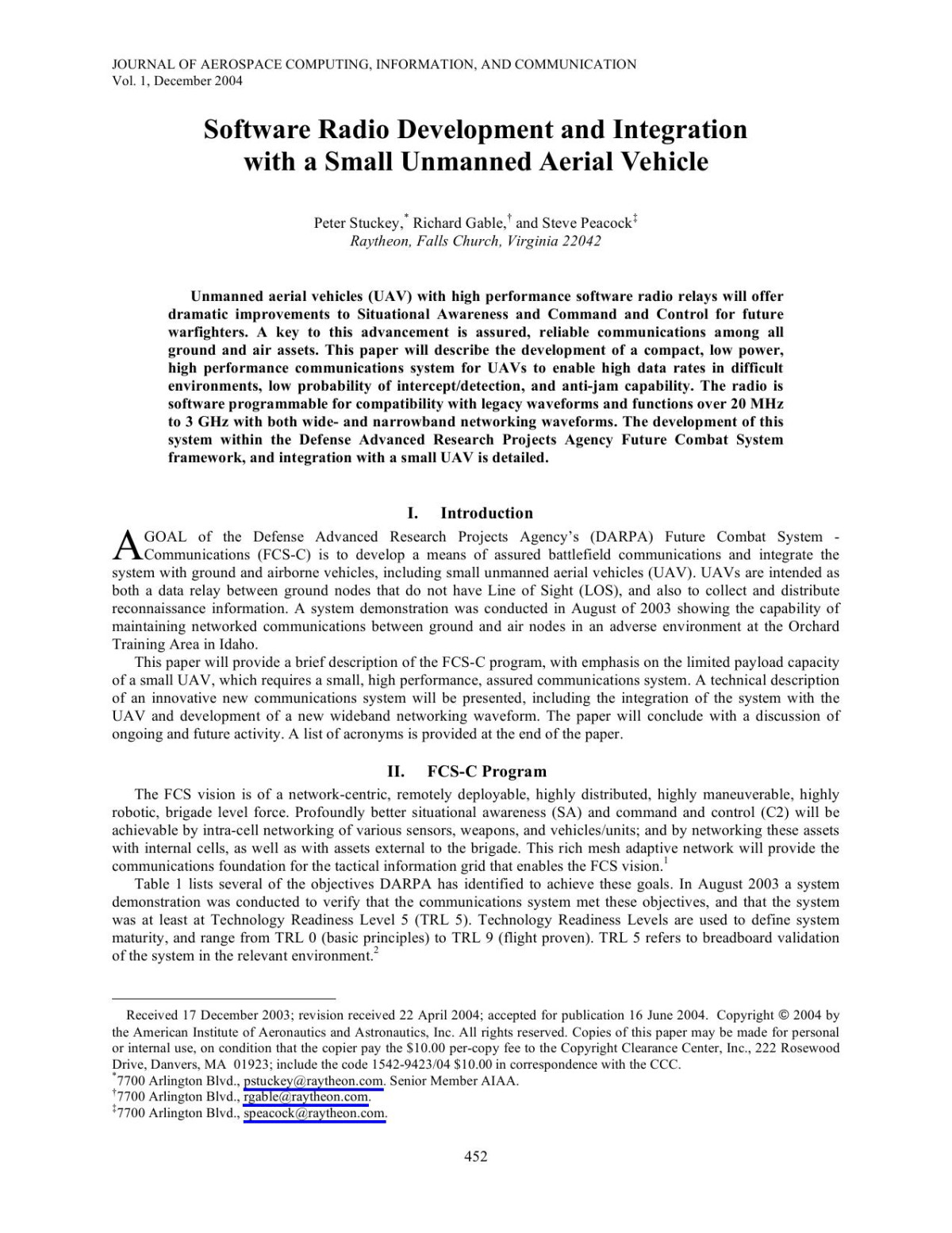 Software Radio Development And Integration With A Small Unmanned Aerial Vehicle Stuckey