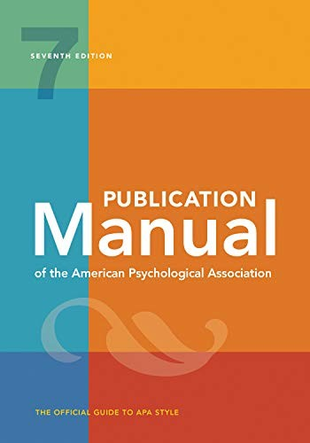 Publication Manual Of The American Psychological Association 7th Edition American Psychological Association