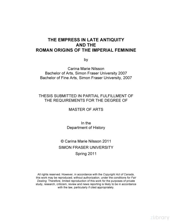 The Empress In Late Antiquity And The Roman Origins Of The Imperial Feminine 2011th Edition Carina Marie Nilsson
