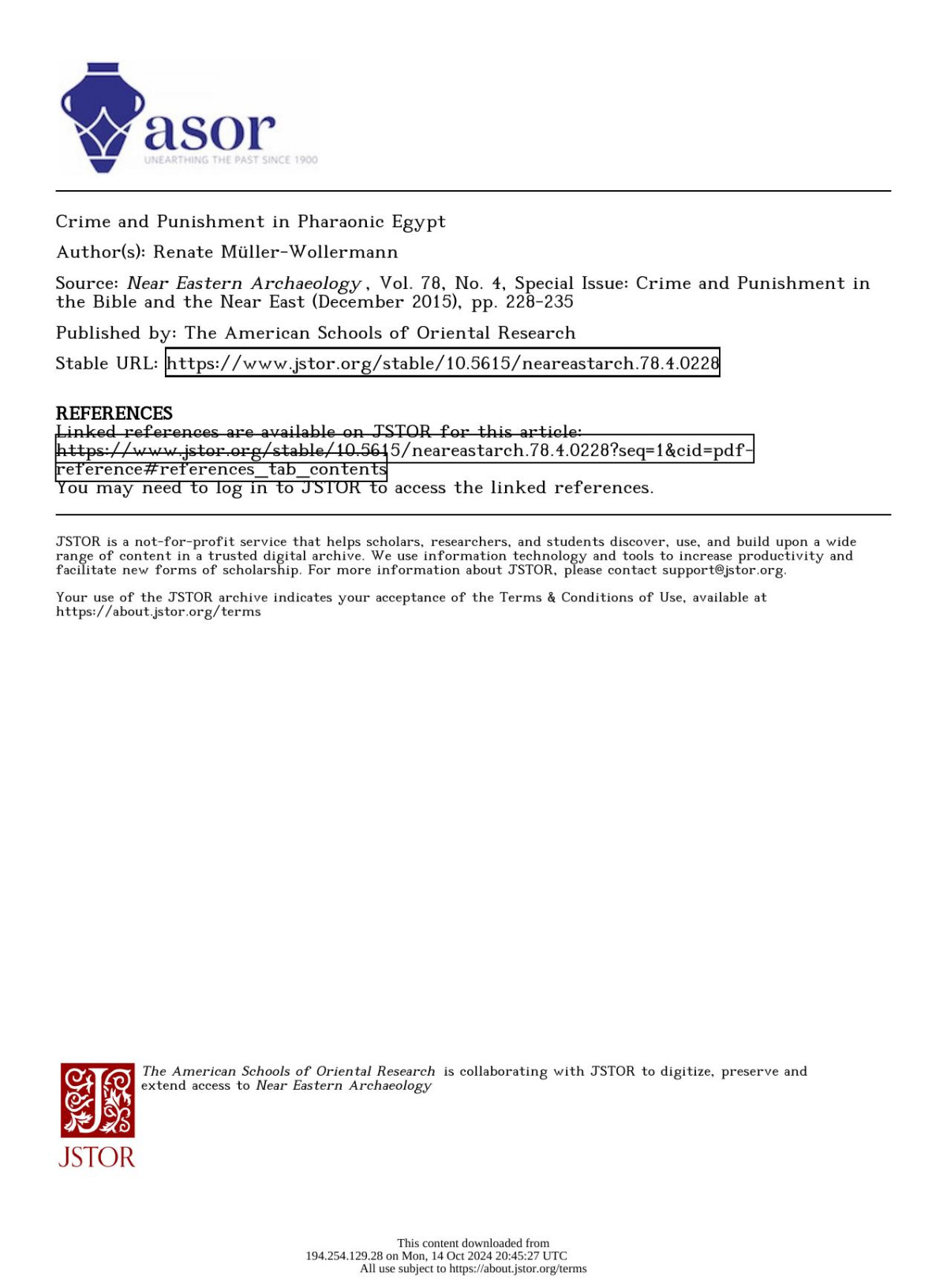 Crime And Punishment In Pharaonic Egypt Renate Mullerwollerman