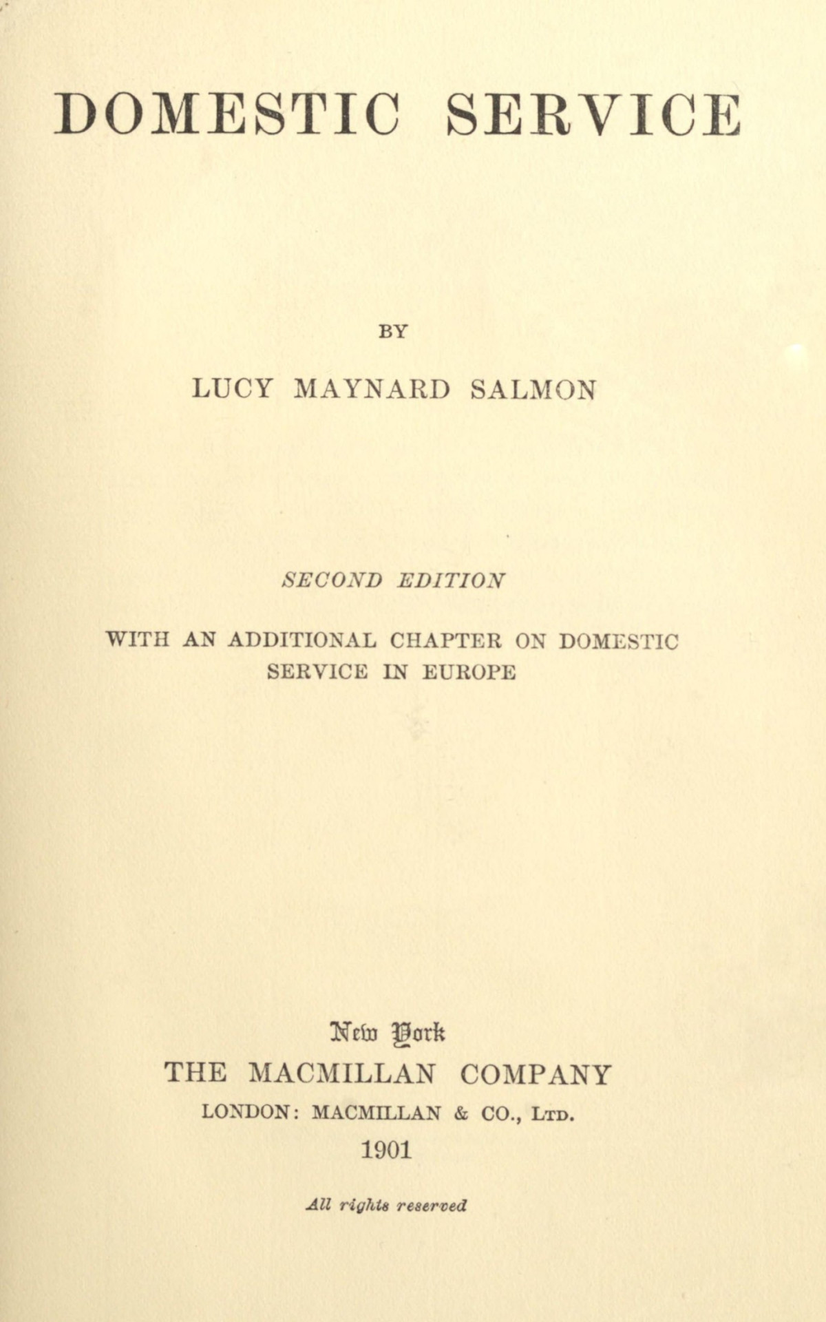 Domestic Service Lucy Maynard Salmon