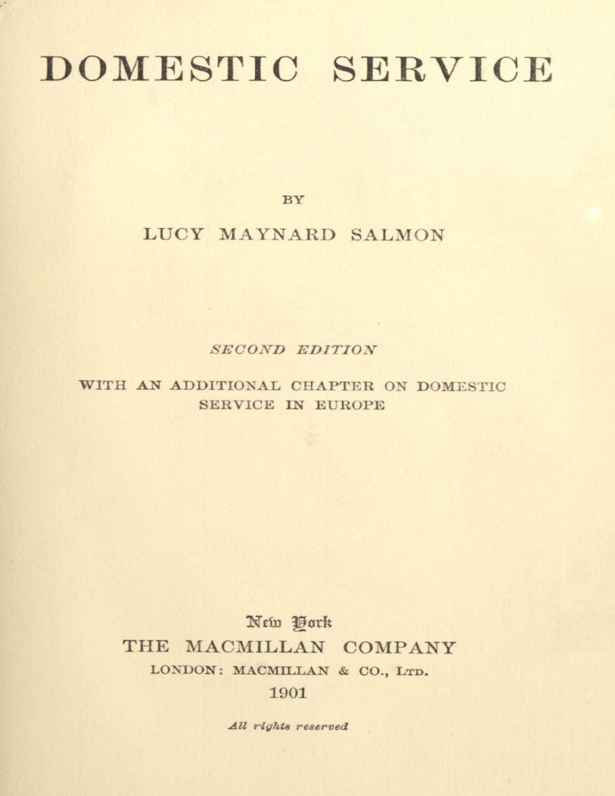 Domestic Service Lucy Maynard Salmon