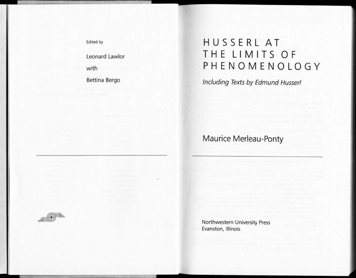 Husserl At The Limits Of Phenomenology Including Texts By Edmund Husserl Maurice Merleauponty