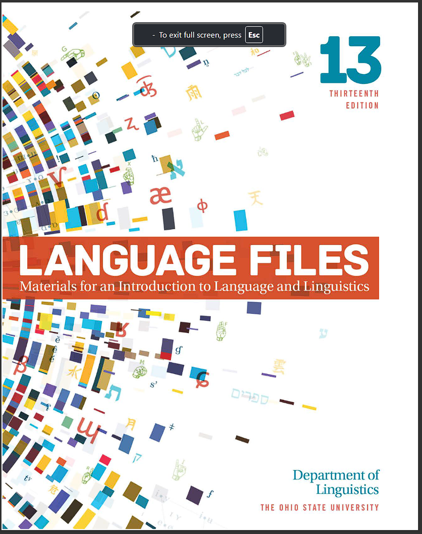 Language Files Materials For An Introduction To Language And Linguistics 13th Edition 13th Edition Department Of Linguistics