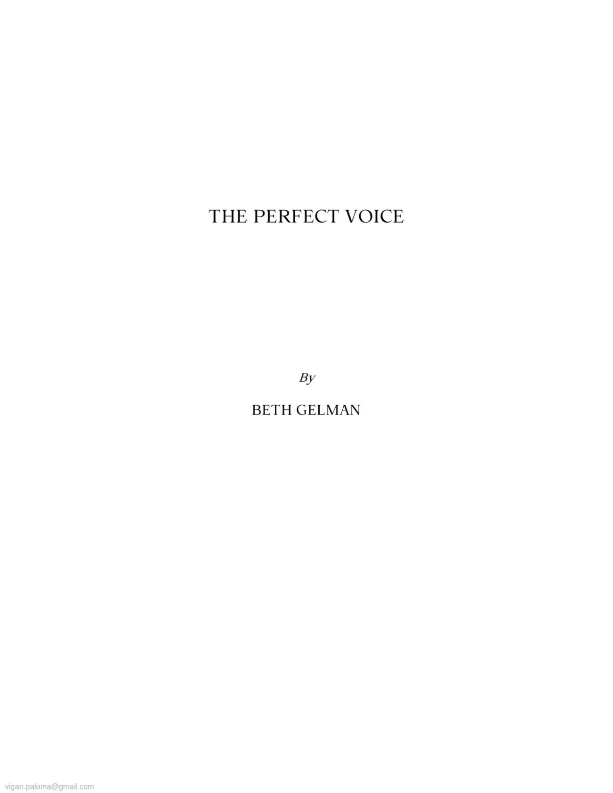 The Perfect Voice Beth Gelman