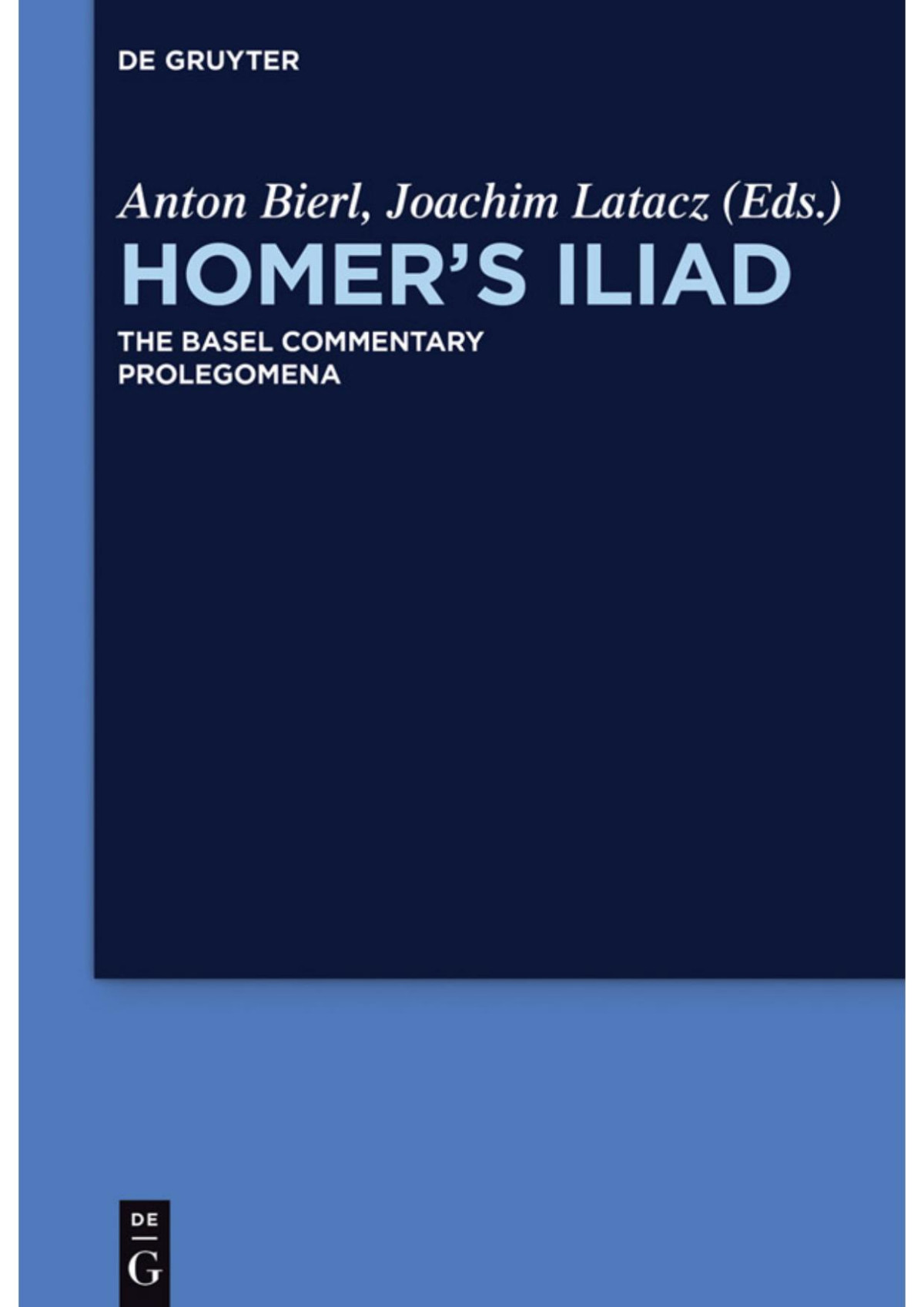 Prolegomena Fritz Graf Irene De Jong Joachim Latacz René Nünlist