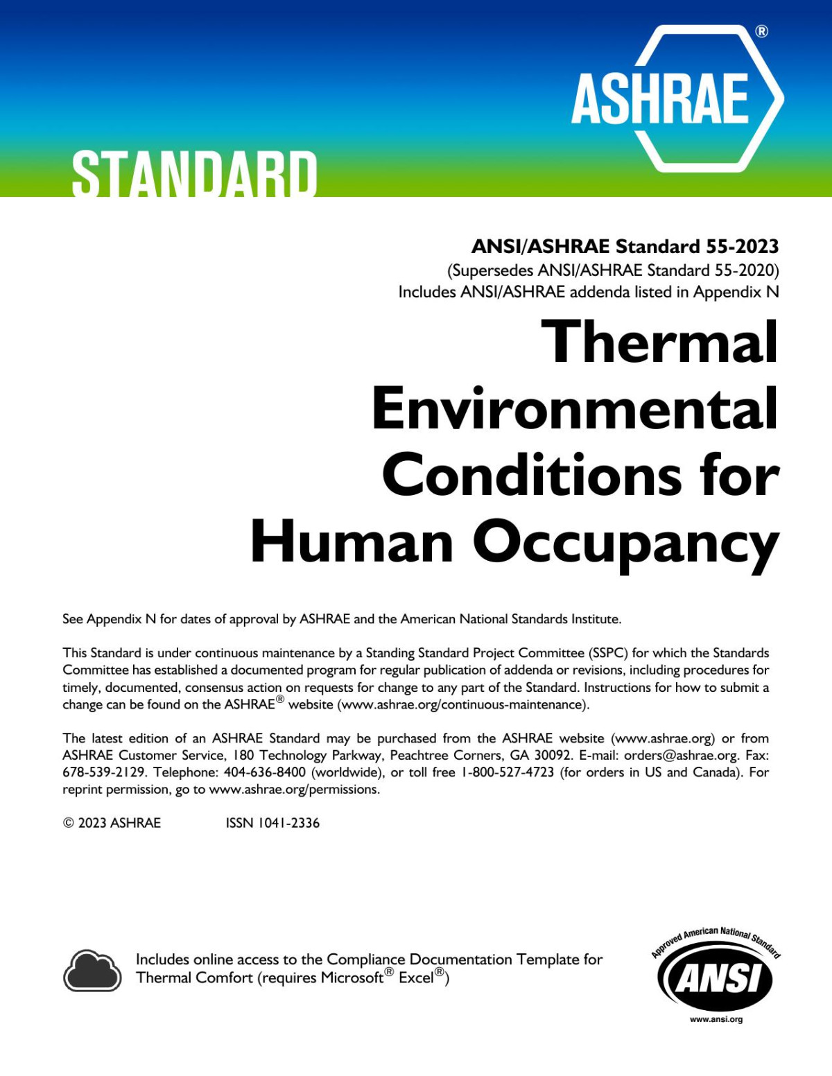 Ansiashrae Standard 552023 Thermal Environmental Conditions For Human Occupancy Ashrae