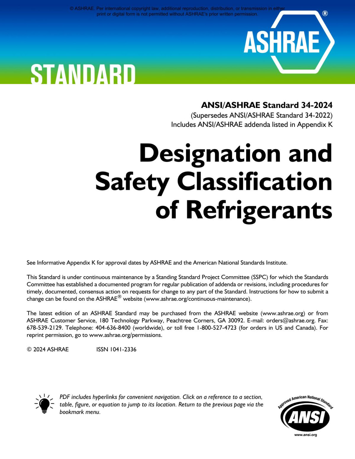 Ansiashrae Standard 342024 Designation And Safety Classification Of Refrigerants Ashrae