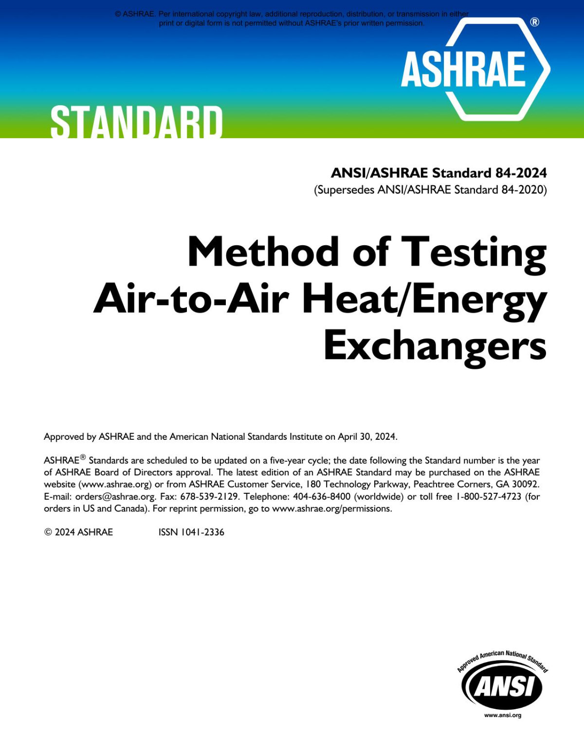 Ansiashrae Standard 842024 Method Of Testing Airtoair Heatenergy Exchangers Ashrae