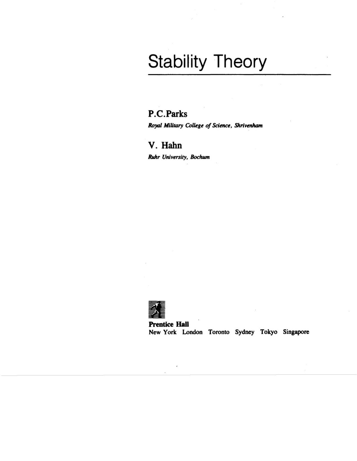 Stability Theory Ctl Eng P Parks Et Al Prentice Hall 1992 Wwdjvu John