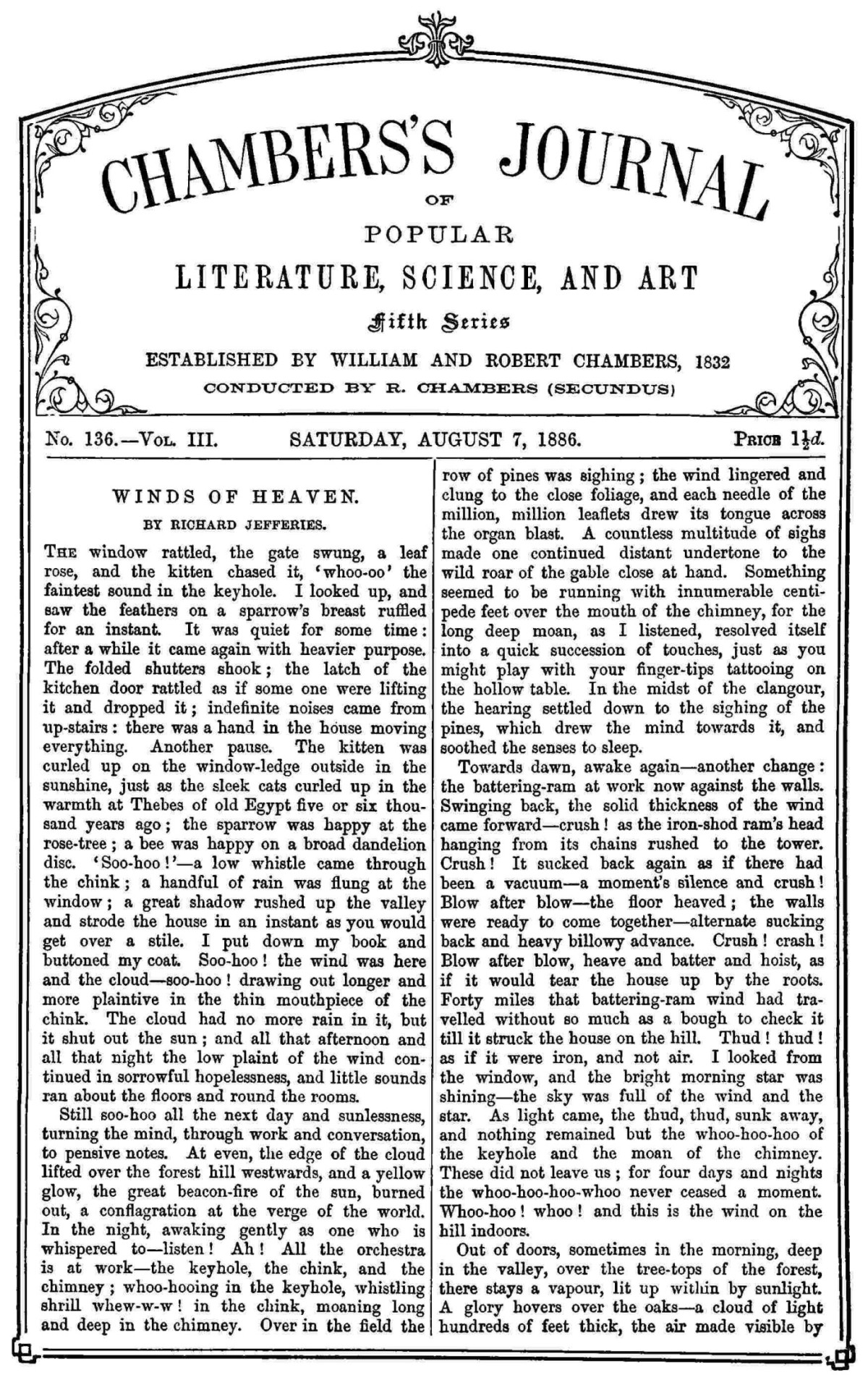 Chamberss Journal Of Popular Literature Science And Art Fifth Series No 136 Vol Iii August 7 1886 Various
