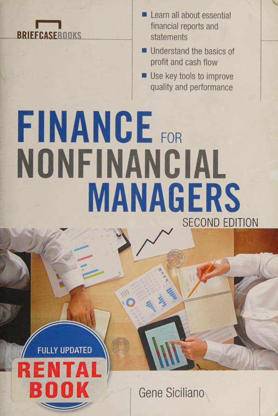 Finance For Nonfinancial Managers Siciliano Gene
