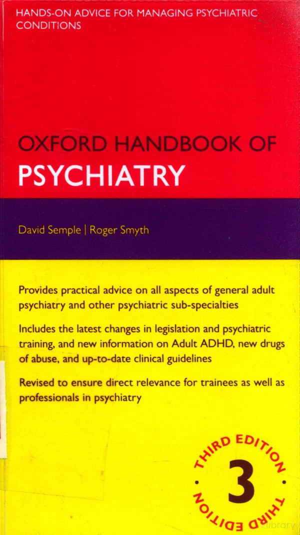 Oxford Handbook Of Psychiatry Third Edition 2013th Edition David Semple