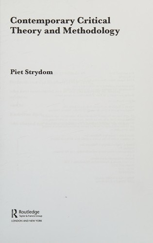 Contemporary Critical Theory And Methodology 2011th Edition Piet Strydom
