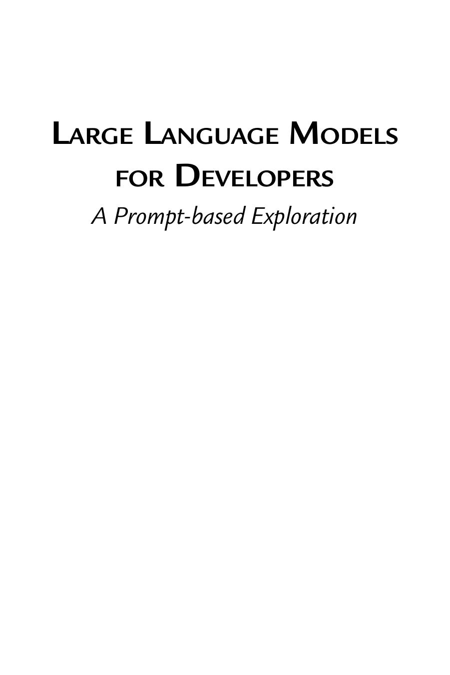 Large Language Models For Developers Oswald Campesato