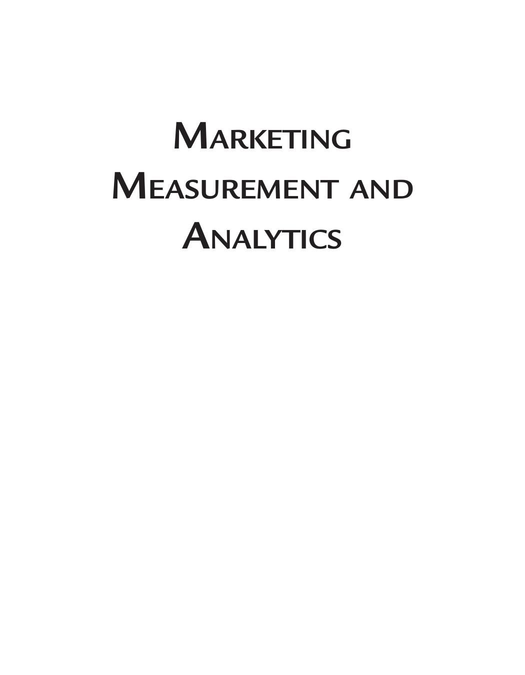 Marketing Measurement And Analytics An Introduction Greg Kihlstrom