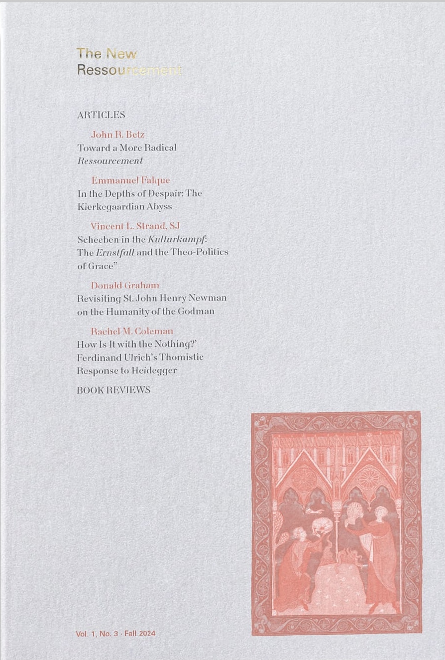 The New Ressourcement No 3 Fall Matthew Levering Sr Ed