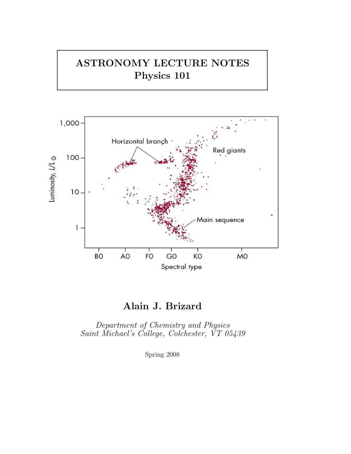 Astronomy Lecture Notes Physics 101 Alain J Brizard