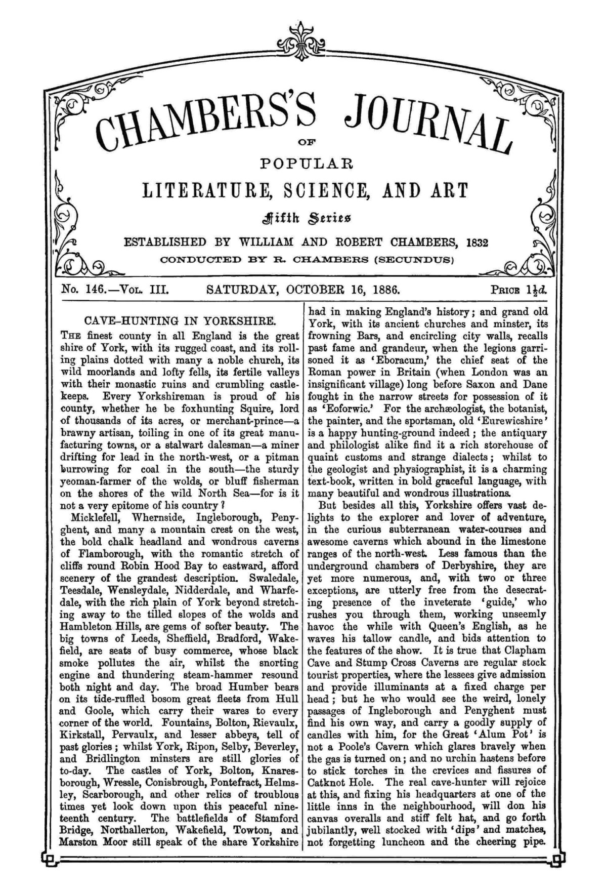 Chamberss Journal Of Popular Literature Science And Art Fifth Series No 146 Vol Iii October 16 1886 Various