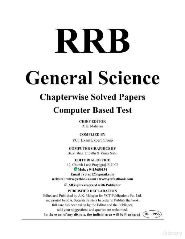 Rrb General Science 2024th Edition Yct