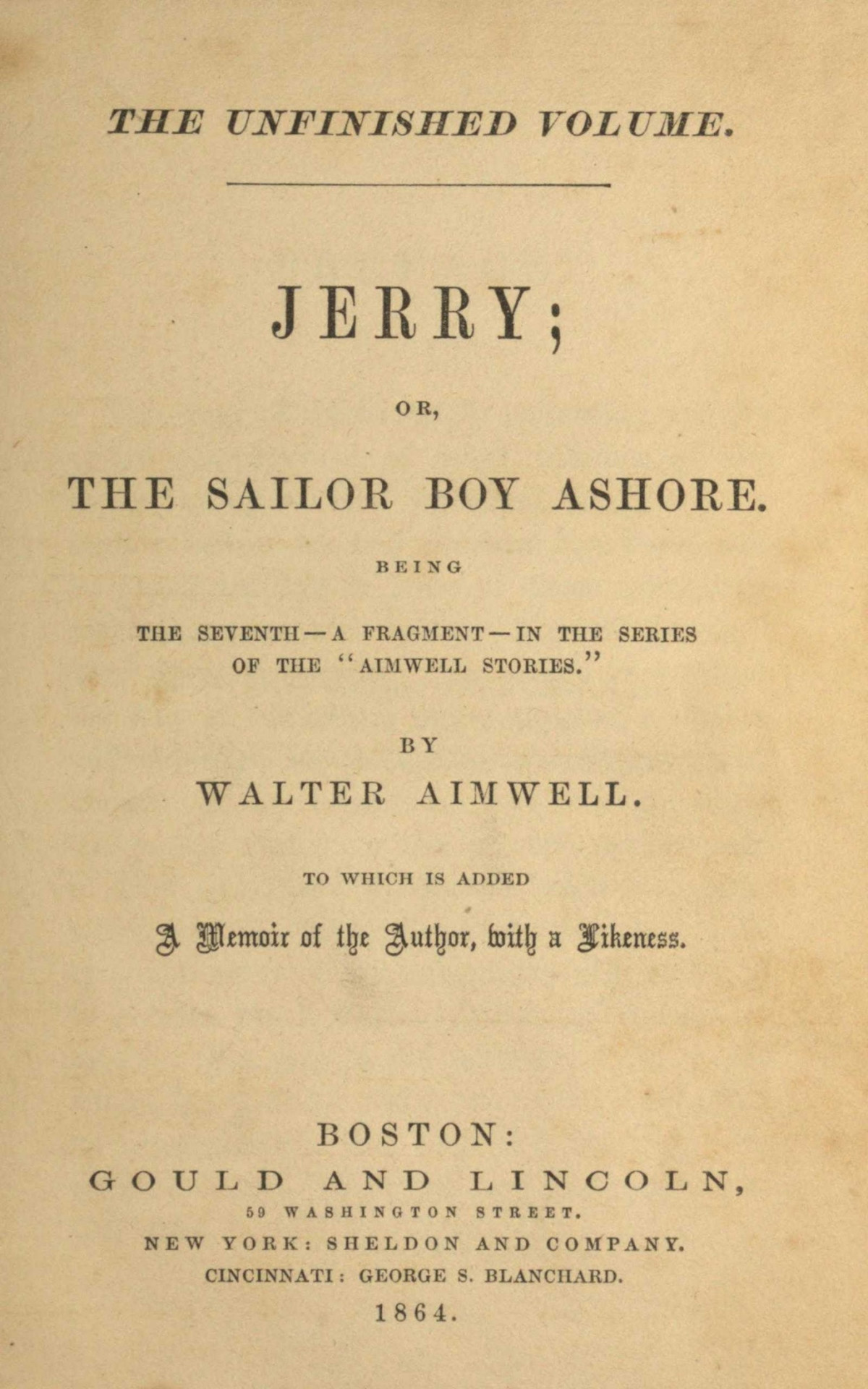 Jerry Or The Sailor Boy Ashore Walter Aimwell