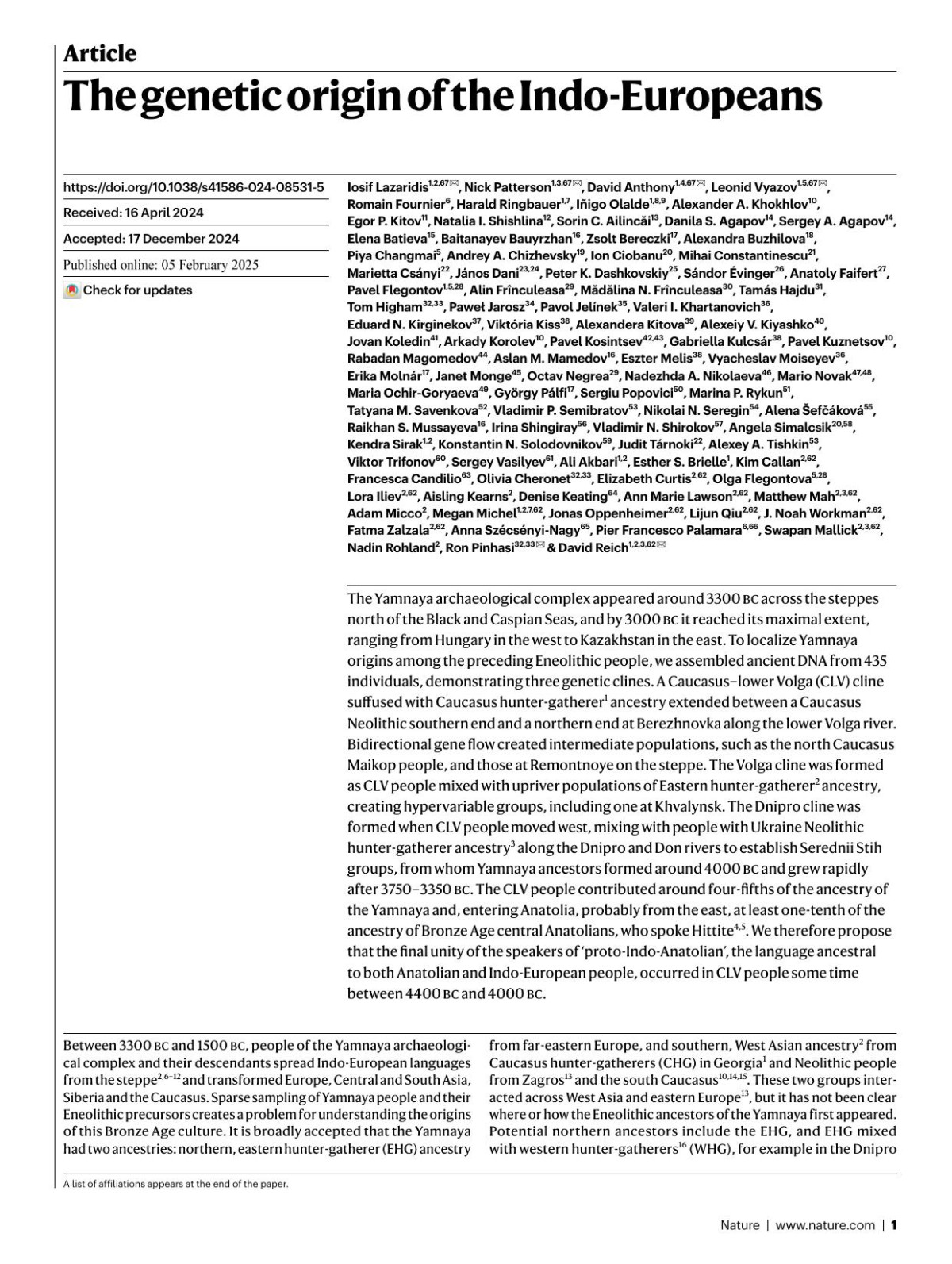The Genetic Origin Of The Indoeuropeans Iosif Lazaridis Nick Patterson