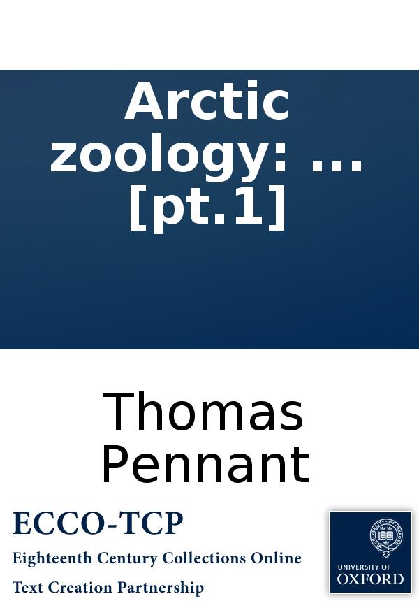 Arctic Zoology Pt1 Thomas Pennant